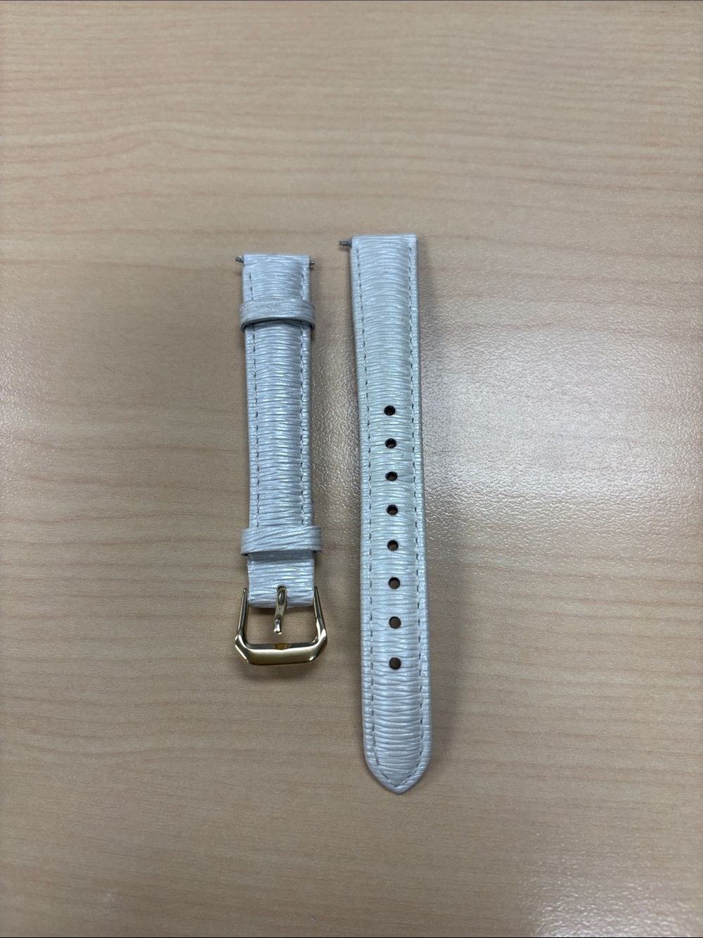 VicencE original cream  Leather Textured Watch Strap with Gold Buckle